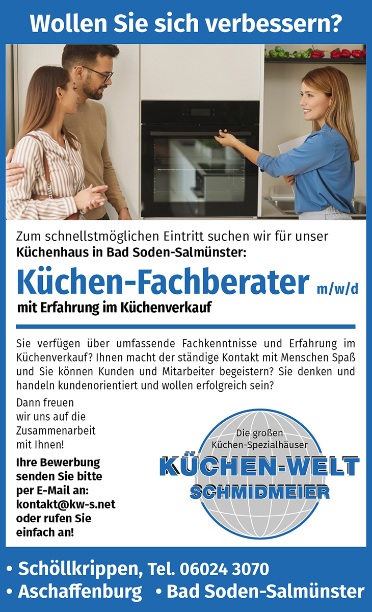 Jobs bei Küchenwelt Schmidmeier – Küchen-Fachberater gesucht!